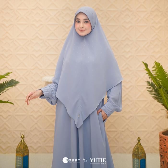 Nobby Radinka Dress Gamis Muslim Wanita Bahan Mikami Raindrops Wudhu Friendly Busui Friendly