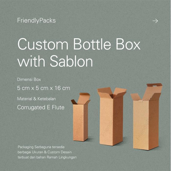 Custom Bottle Box Packaging Corrugated / Botol Box with Sablon