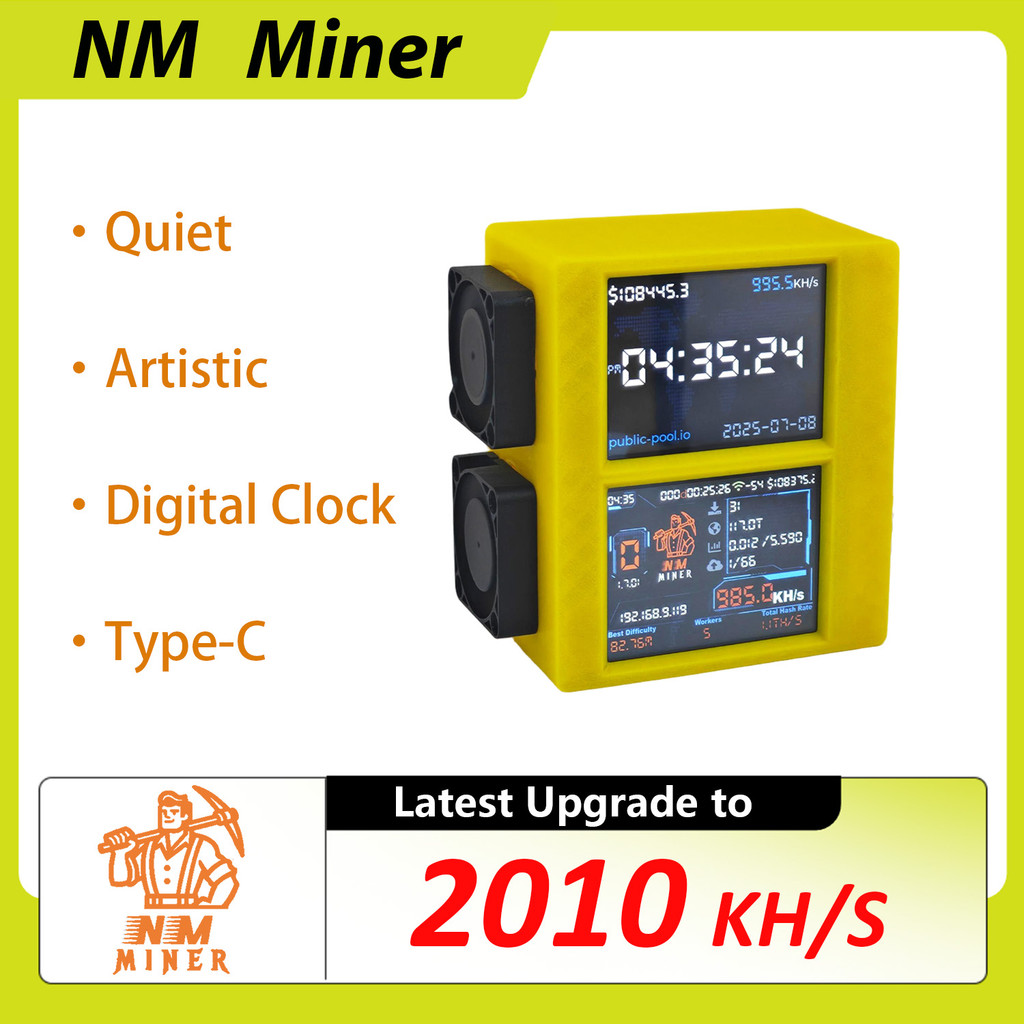 NMMiner Nerdminer V2 BTC Solo Miner Dual Screen Bitcoin Crypto Miner 2020KH/S With Fan BTC Solo