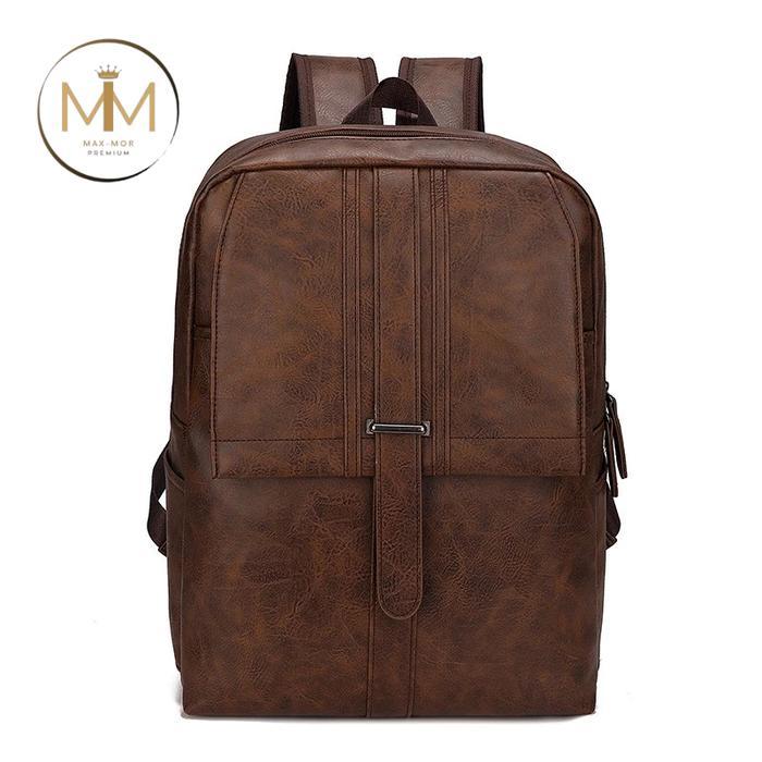 Eiger - Max-Mor M168 Tas Ransel Kulit Pria Tas Sekolah Cowok Pria Tas Kulit Laptop