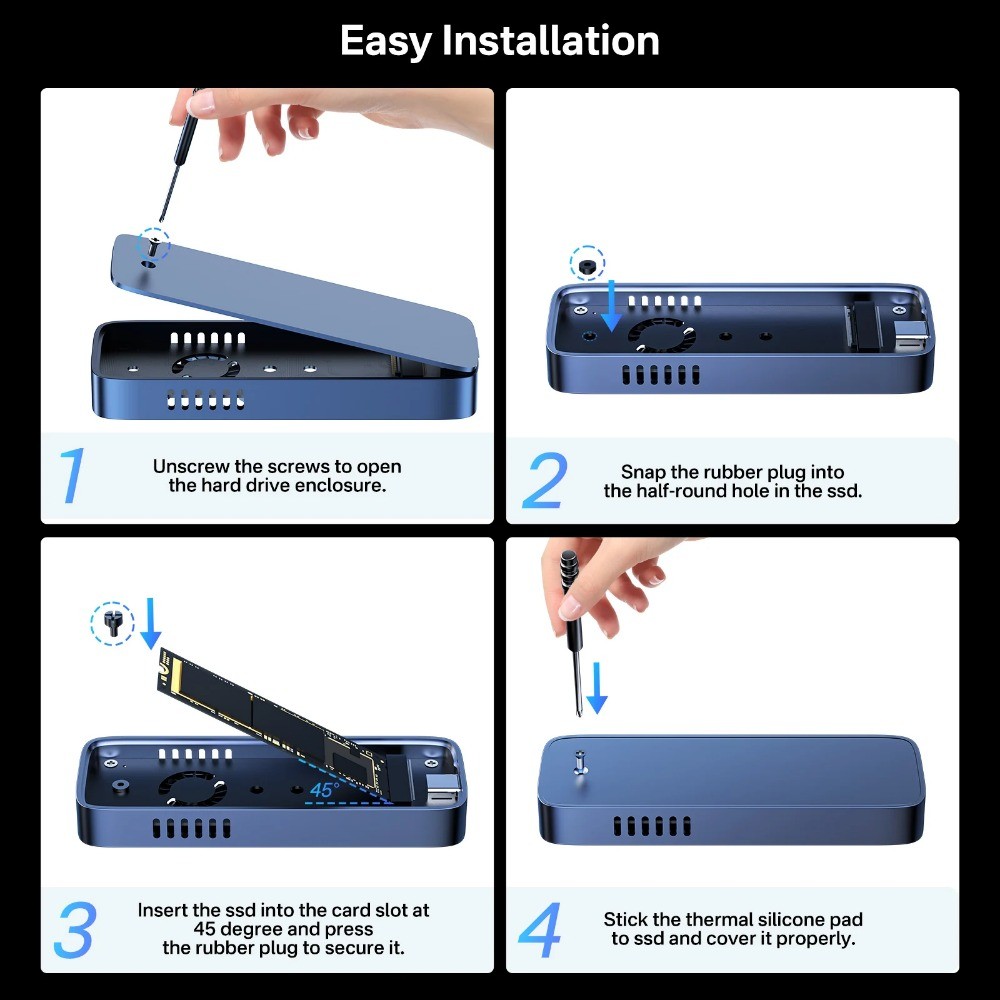 ACASIS M.2 NVMe SSD Enclosure 10Gbps NVME SSD Case Built-in Cooling Fan USB 3.1 External Enclosure