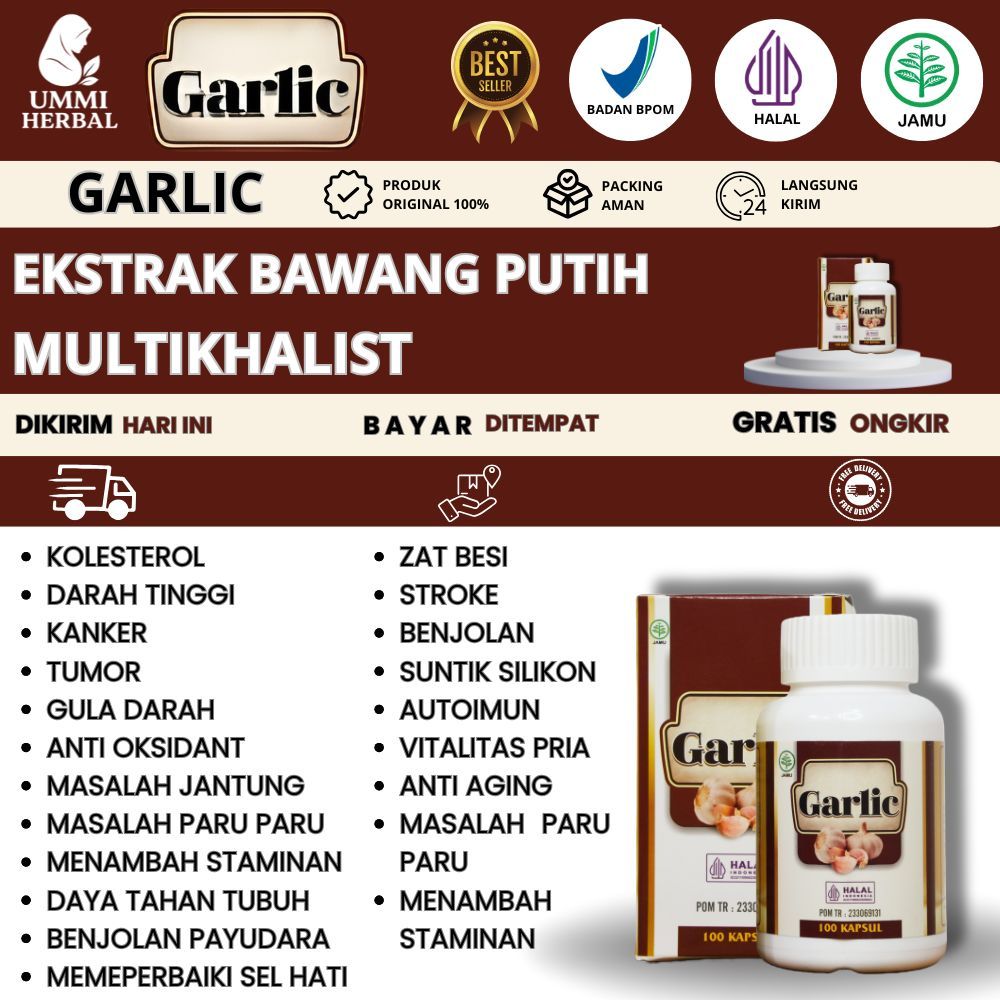 Garlic Kapsul Ekstrak Bawang Putih 100% Original Resmi With Nano Technology Ekstrak Bawang Putih