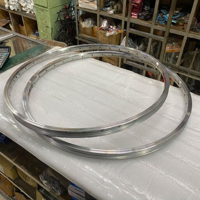 Velg Rims 700C Platinum 36 Hole Rim Brake Alloy Double Wall Silver Chrome 36H Mata Ikan Etrto 630