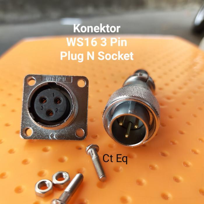 Ws16 Konektor 3 Pin Plug N Socket Ip67 Ip68 Ws16 3 Pin Terjamin