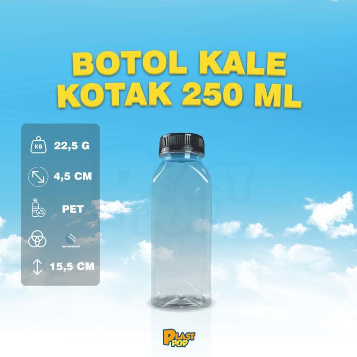 (135 Pcs) Botol Kale Kotak 250 ml / Botol Kopi / Botol Jus / Kale 250 ml / 250 ml - Botol
