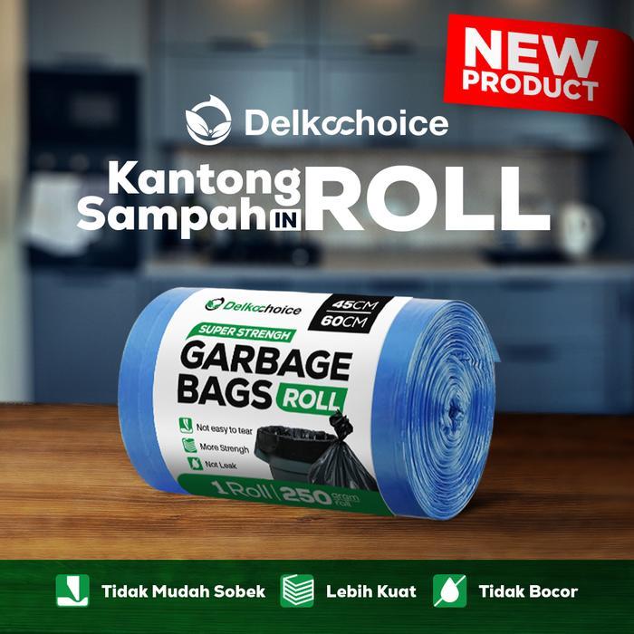 "New" KANTONG PLASTIK SAMPAH ROLL - TRASH BAG BIRU 45x60 DELKOCHOICE