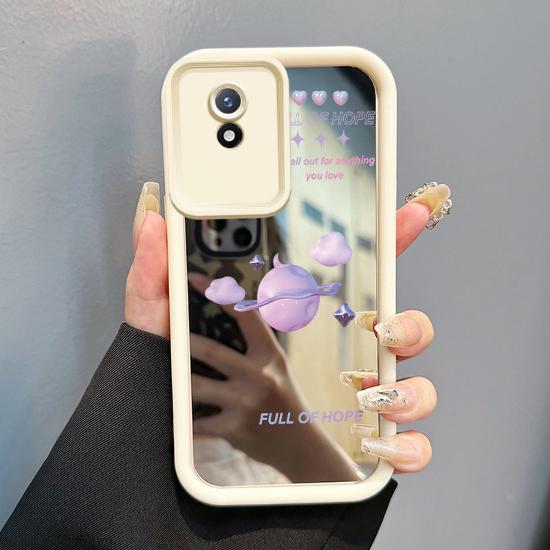 Casing Hp Untuk VIVO Y02 VIVO Y02A VIVO Y02T Case Pencetakan 3D Planet Ungu Cesing Mirror Kasing Kem