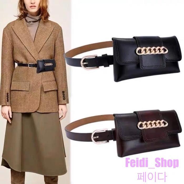 Hody Bag - Tas Pinggang Selempang Wanita Bag Waist Mini Kulit "Leather Bag" Hitam Waist Bag