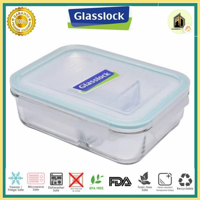 Glasslock 920 Ml Duo Wadah Makanan / GLASSLOCK DUO 920ML