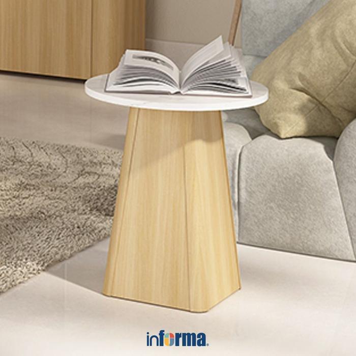 Informa Carlson Meja Sisi - Putih Oak Nakas Meja Sudut Ruang Tamu Kecil Sofa Meja Lampu