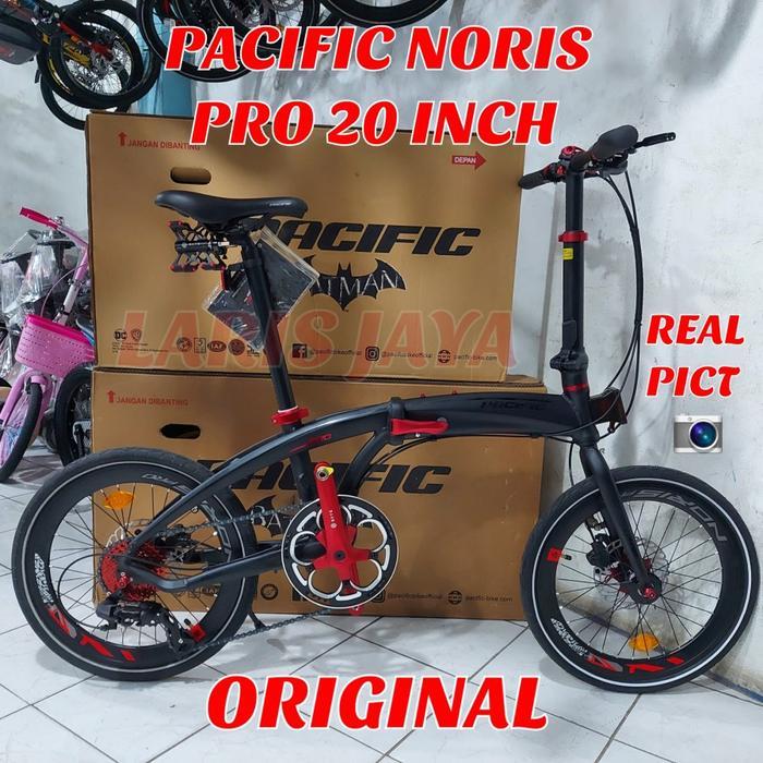 SEPEDA LIPAT PACIFIC NORIS PRO 20 INCH LIPAT UKURAN 20 NORIS PRO ALLOY - BLACK RED