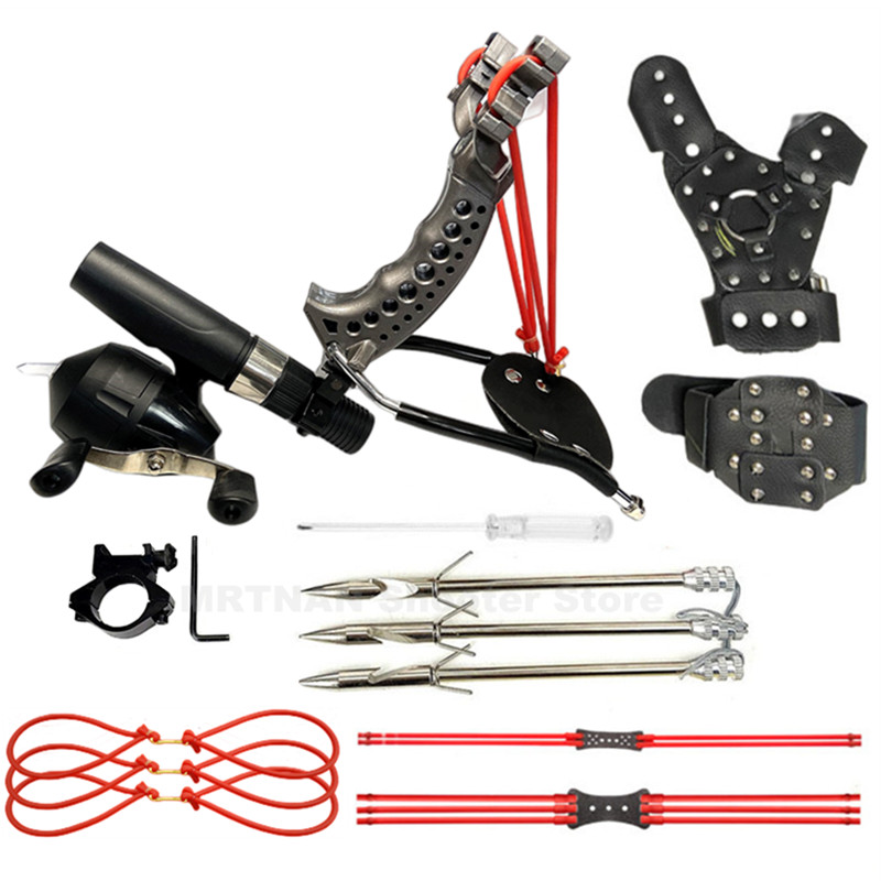 Powerful Fishing Slingshot with Wrist Rest Outdoor Hunting Shooting Sling Shot Fishing Reel Easy To