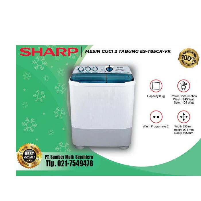 SHARP Mesin Cuci 2 tabung - ES-T85CR-VK