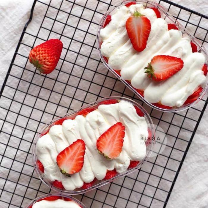 Thebest- [Isi10] Kotak Packaging Oval Lunch Box Cake Kue Pudding Dessert Box