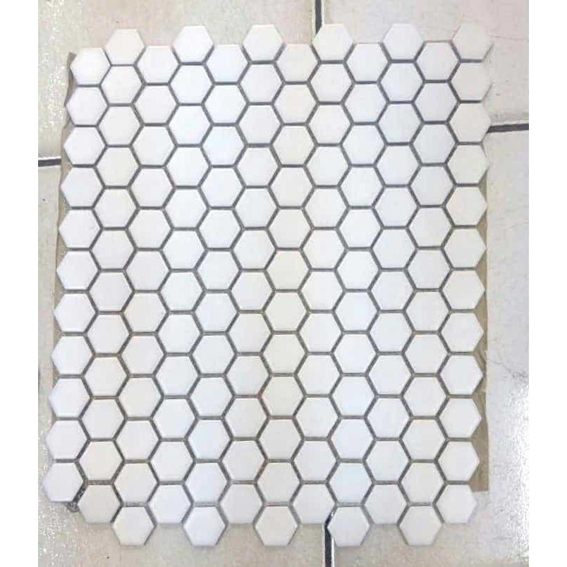 Keramik Mozaik Hexagonal Putih