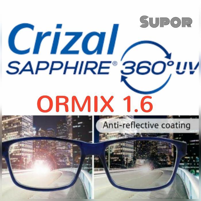 Lensa Essilor ORMIX 1.6 Anti radiasi Blue UV Capture Crizal Sapphire