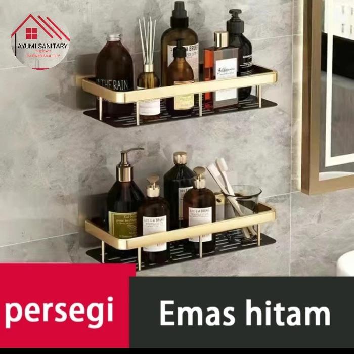Rak shampo kamar mandi segi black gold .rak dinding aksesoris