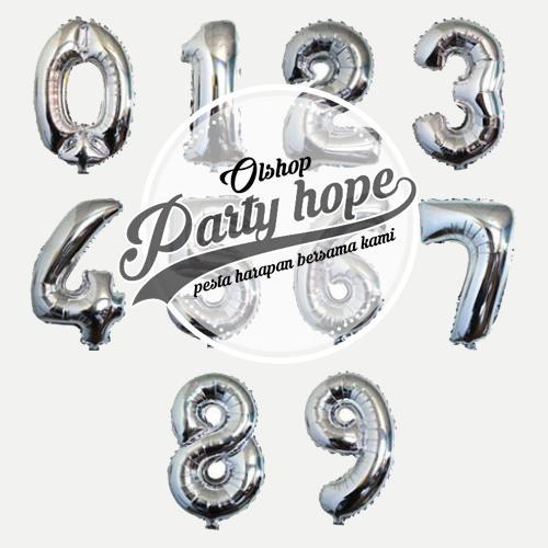 balon foil angka silver / balon angka / balon angka silver