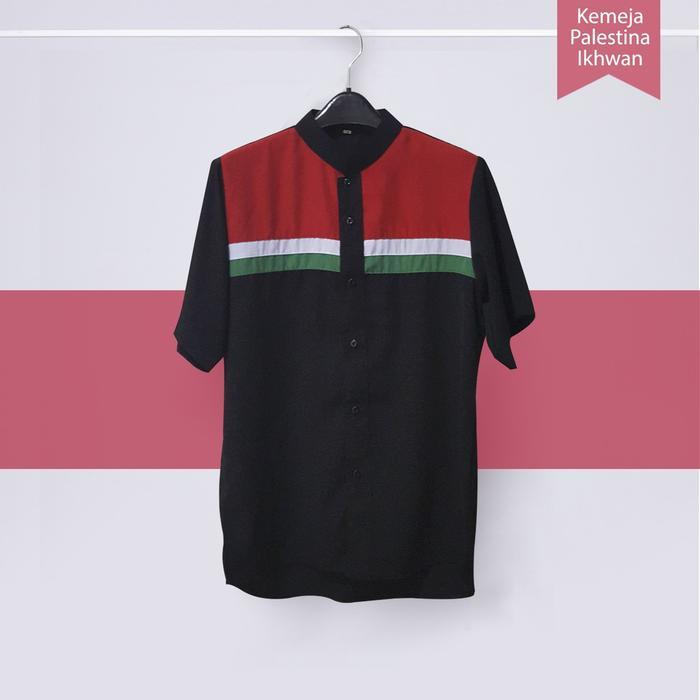 New Baju Koko Pria Palestina Lengan Pendek Kemko Palestina Dewasa Paka