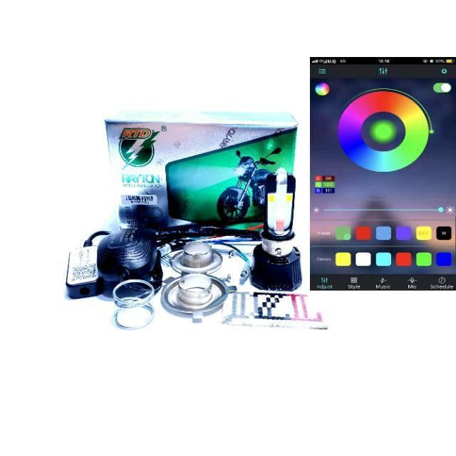 Lampu Utama Led Rtd M02K Wireless Control Smartphone Stel 4 Sisi Mata Led H6 H4 Hs1