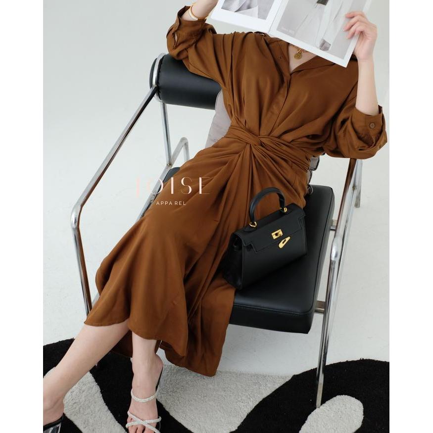 Joise - Kylie Wrap 3In1 Shirt Dress Tali Maxi / Dress Panjang Lilit / Dress Wanita Polos Casual