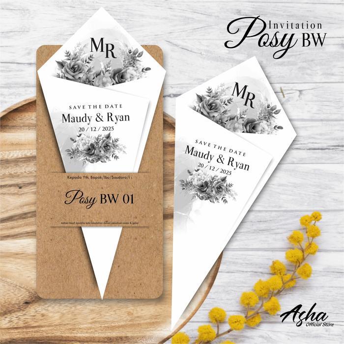 (50 PCS) UNDANGAN PERNIKAHAN AESTHETIC POSY - UNDANGAN NIKAH UNIK BOUQET INVITATION - UNDANGAN BUKET