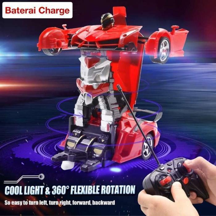 RC TRANSFORMER / MAINAN MOBIL REMOT JADI ROBOT BATERAI CAS ORIGINAL QUALITY