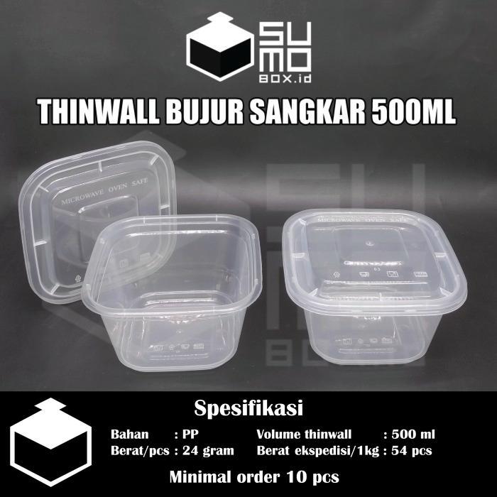 Thinwall KOTAK 500ml + tutup / wadah plastik box dessert [ECERAN]