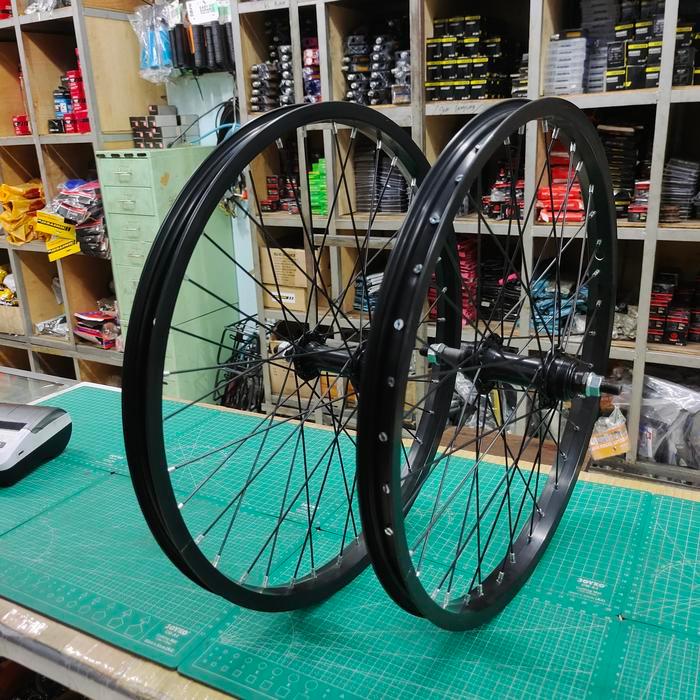 Wheelset Velg Set Jari Jari 20 Bmx Lipat Hitam Satuan