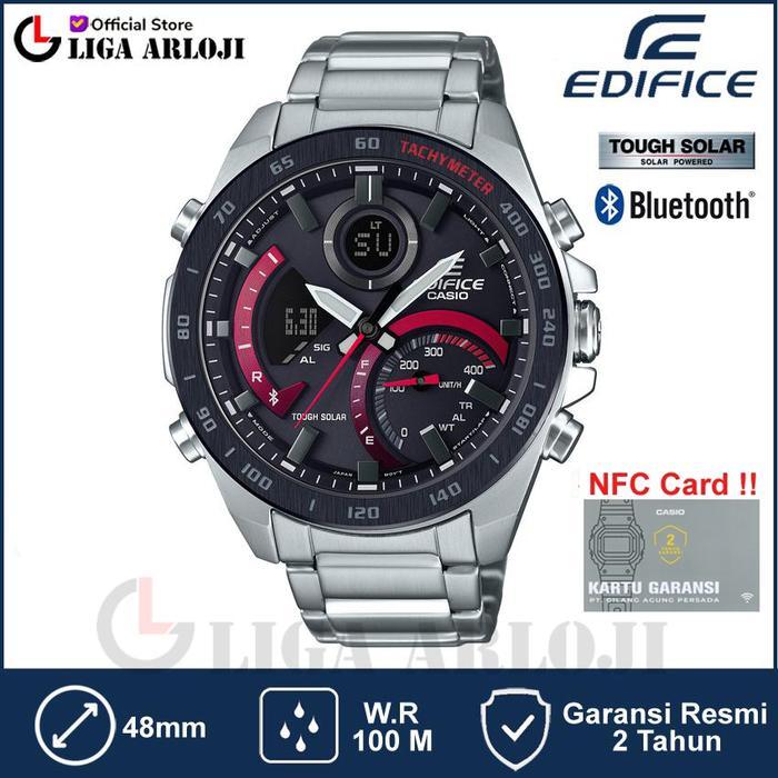 DISKON Edifice ECB-900DB-1ADR Jam Tangan Pria Bluetooth Solar Merah ECB-900DB-1A ECB900DB READY