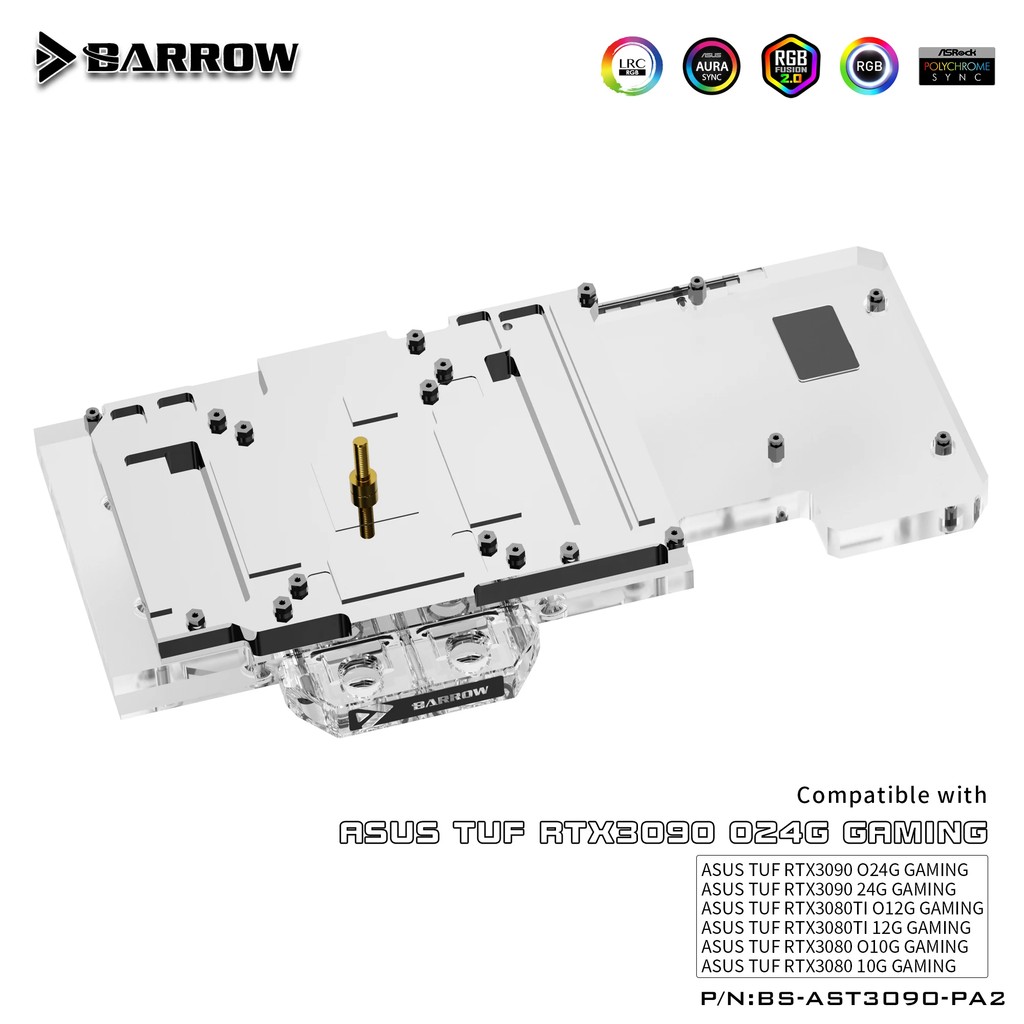 Barrow GPU Water Block VGA Block for ASUS TUF RTX3090 3080 TI Gaming Aurora 5V ARGB 3PIN AURA SYNC