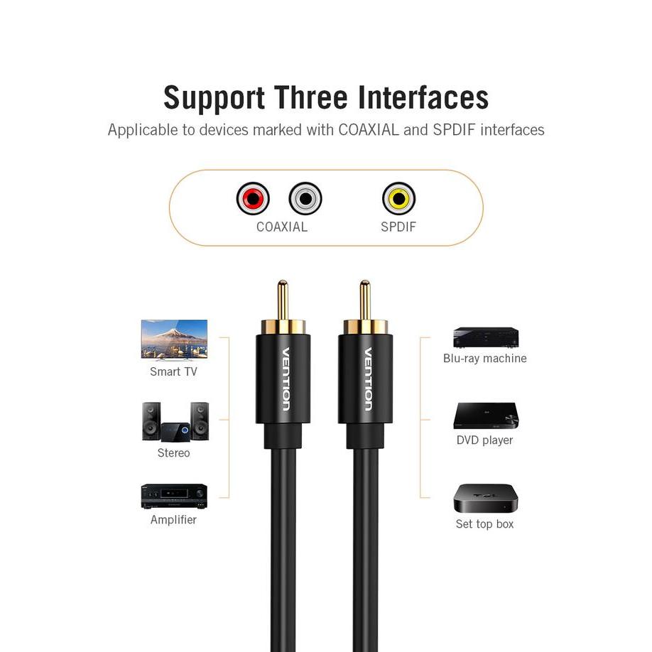 Vention Kabel Digital Audio Coaxial Jack Rca Av Spdif Male To Male