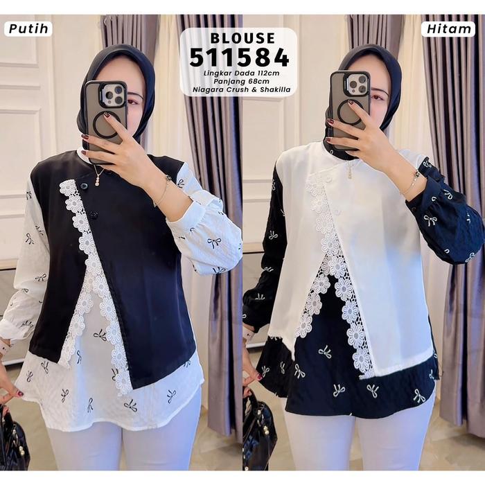 ser EXTU HERITAGE - Chery Blouse Wanita Motif Elegan Busui Friendly Bahan Niagara Crush & Poplin Fit