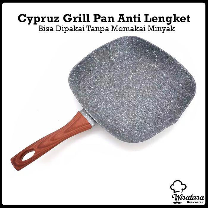 Cypruz Frying Grill Pan Keramik Tanpa Minyak 28cm Pemanggang Bbq