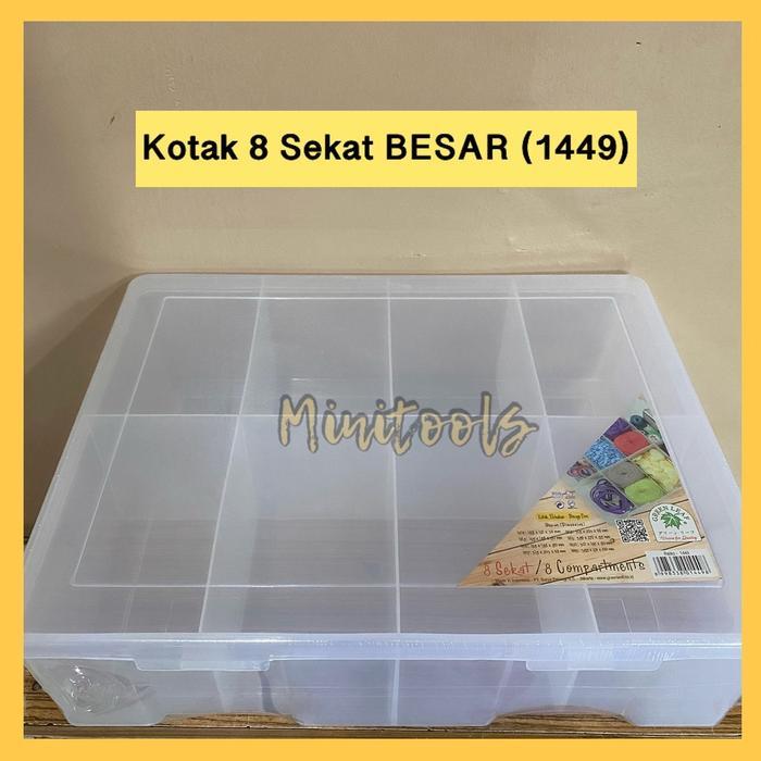 KOTAK PLASTIK 8 SEKAT BESAR / KOTAK BENANG BESAR / GREEN LEAF 1449
