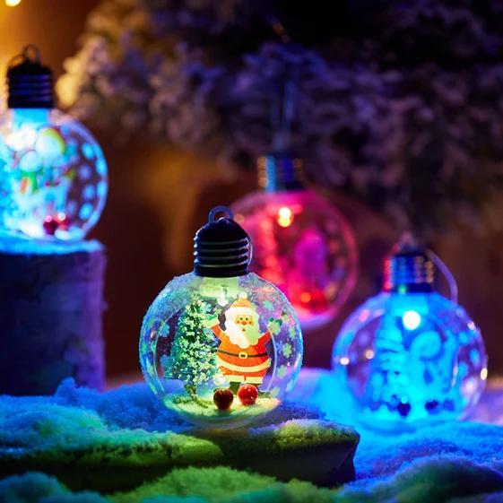 TERBARU Lampu LED Bola Natal 8CM Hiasan Pohon Natal Gantungan Bola Natal
