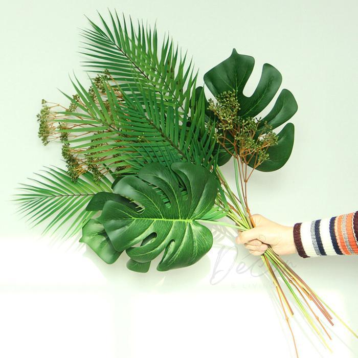 50CM Daun Tropical Jumbo Talas Palem Peperomia Philodendron Monstera Pakis Pilus Daun Hias Plastik