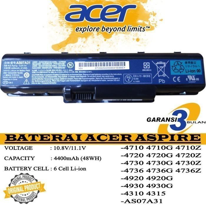READY Baterai Acer Aspire AS07A31 AS07A32 AS07A41 AS07A42 AS07A51 AS07A52