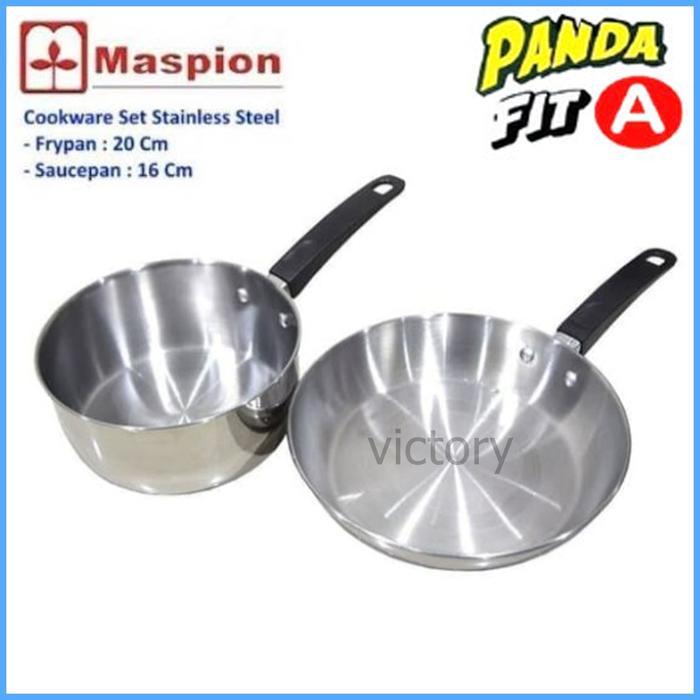 Maspion Maxim Panda Fit A Panci Set Souce Pan 16Cm & Fry Pan 20Cm Ori Frypan Stainless Steel