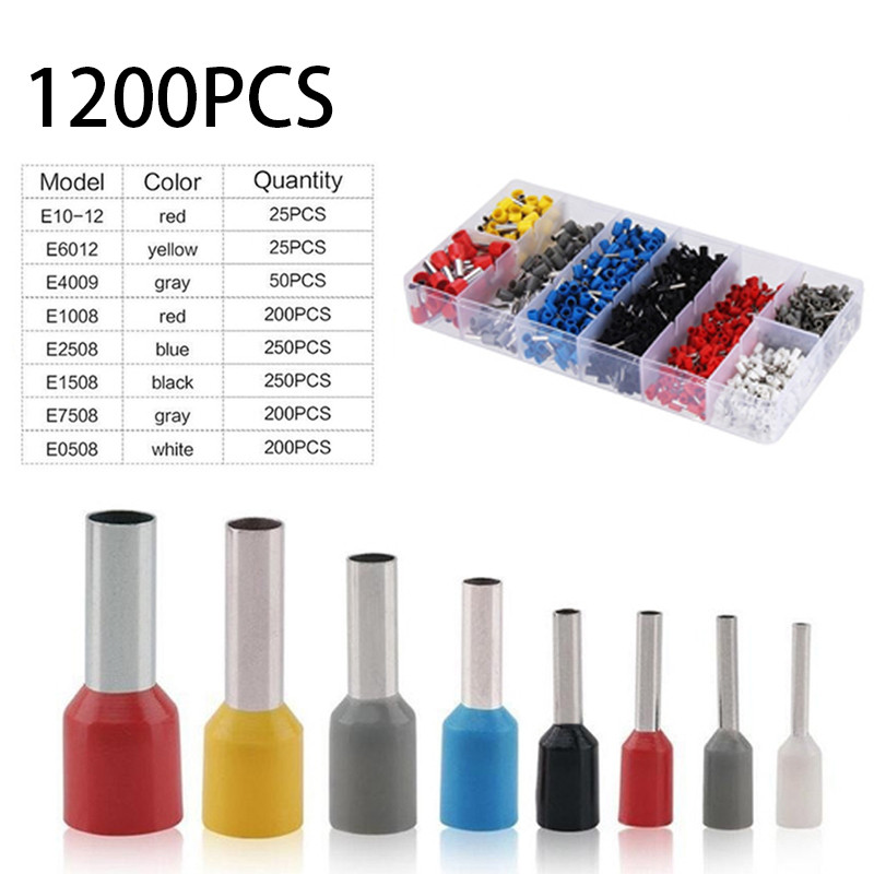Box 280pcs Crimp Ring Tip Insulated Terminal Block Electric Wire Connector Pin Tube Terminal Ejector