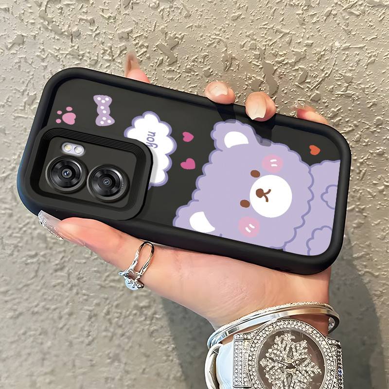 Casing Hp OPPO A57 2022 A77 A2022 A57s A57e A77s Case soft little bear Purple Kasing silikon Cesing 