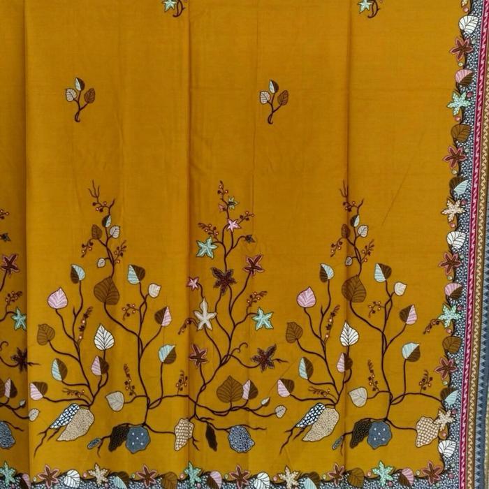 Promo Kain Batik Halus Warna Kuning Lemon Kunyit Seragam Bridesmaid Cibulan Hitam Manis Unggul Jaya