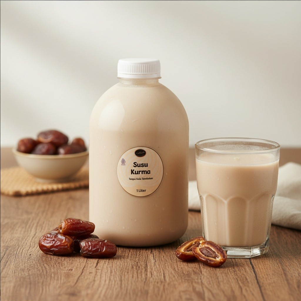 Susu Kurma 1 Liter YomYomMe Drinks - Minuman Sehat Tanpa Gula Pemanis Stevia Alami Sugar Free Fresh 