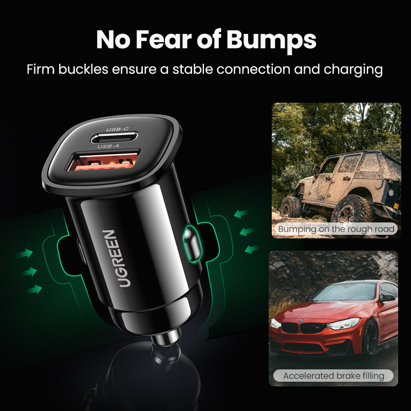 NEW-INUGREEN USB Car Charger 30W Quick Charge 4.0 QC4.0 QC3.0 PD Type C Fast Car USB Charger For