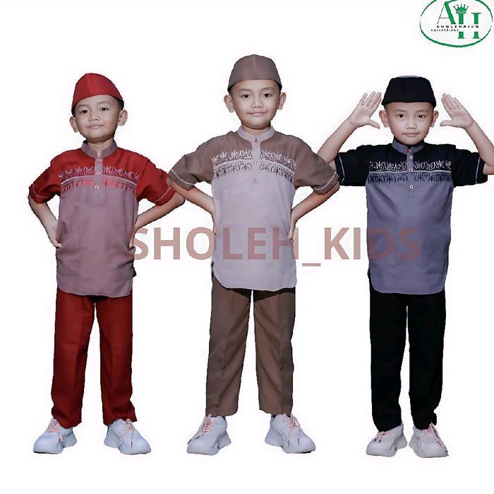 READY Sholeh_kids-Setelan Koko Anak Baju Koko Anak Lengan pendek 1-12 tahun Model Kurta pakistan