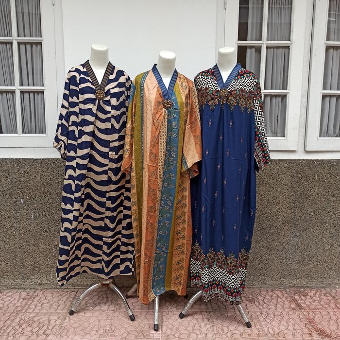 dress/ gamis batik kimono satin jumbo manohara Flo SERIES