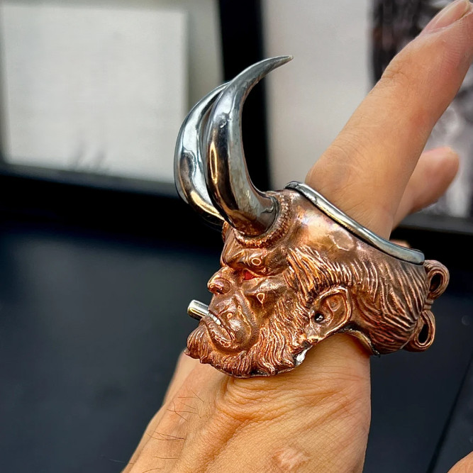 Retro Dark Devil Baron Punk Ring Creative Outdoor Portable EDC Self Defense Ring Tool