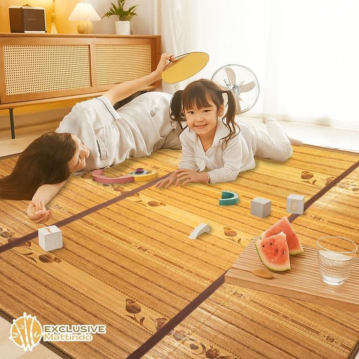 Tikar Bambu 3 Lipat Alas Lantai 180x200cm tikar Bambu Lipat Kasur Lantai Jumbo Kamar