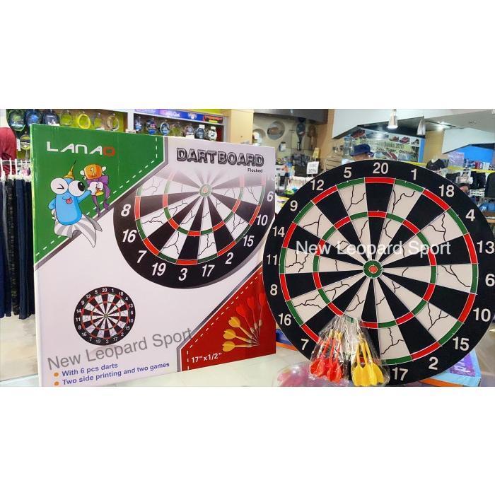 Flocked Dart Board / dart game + 6 darts 43 cm