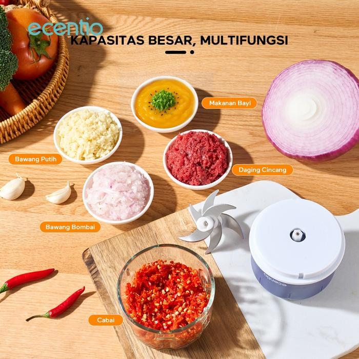 ecentio Mini Chopper Multifungsi kaca Blender Portable 6 mata pisau 250ml Food Processor Portable